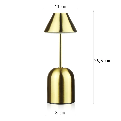 Bezprzewodowa lampka nocna z wbudowanym akumulatorem  2000 mAh | Nowoczesna lampka stołowa  z regulacją mocy oraz barwy świecenia | YG-D020-Gold