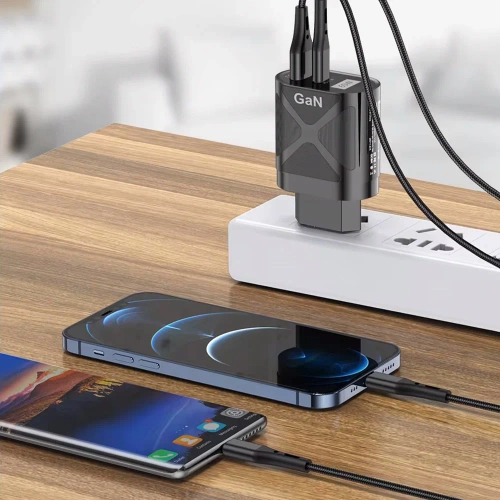 Szybka ładowarka sieciowa 65W z portami USB i PD 3.0 (USB-C) | BK-389-GAN