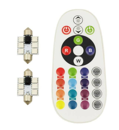 Zestaw RGB C5W | Dwie żarówki LED C5W RGB | Pilot do zdalnego sterowania kolorami