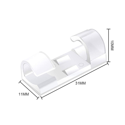 Zestaw 10 szt. organizerów na kable i przewody | Klipsy z taśmą klejącą nano | Przezroczyste | KZ-D58