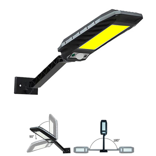 Ogrodowa lampa solarna LED z czujnikiem ruchu i zmierzchu IP65 | 120 diod LED COB | Pilot IR | LD-120COB-1S
