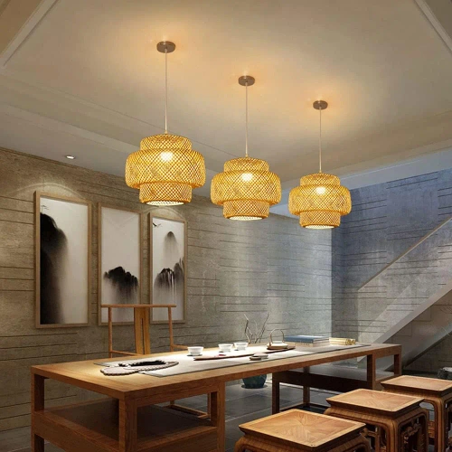 Ręcznie robiona lampa bambusowa wisząca | BOHO | Chiński żyrandol