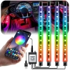 Oświetlenie LED RGB wnętrza samochodu pod USB | łączność Bluetooth z aplikacją w telefonie | 4x pasek LED 12 diod 5050 22cm | pilot IR | tryby muzyczne 