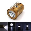 Solarna lampka kempingowa LED, turystyczna latarka z funkcją powerbank | Złota | HWL-001-EU