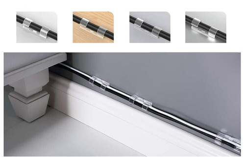 Zestaw 10 szt. organizerów na kable i przewody | Klipsy z taśmą klejącą nano | Przezroczyste | KZ-D58