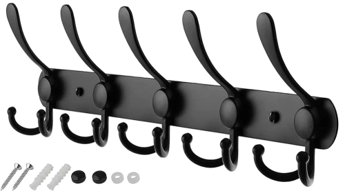 Metalowy wieszak na ubrania | Uchwyt na ręczniki | Wieszak ścienny | Haczyk na ubrania | DSW-H05-BLACK