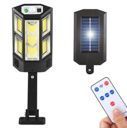 Ogrodowa lampa solarna LED z czujnikiem ruchu i zmierzchu w rozmiarze S | IP65 | 59 diod LED COB | Pilot IR | LD-05-S