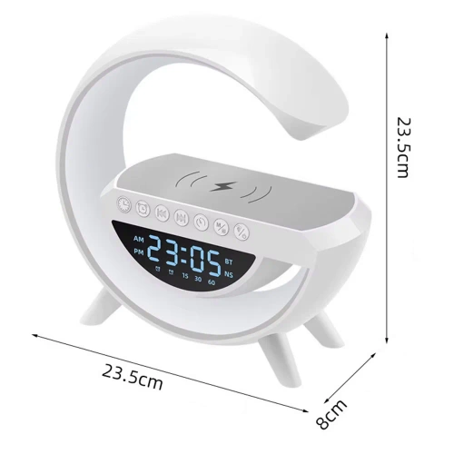 Budzik LED z ładowarką bezprzewodową, głośnikiem Bluetooth i lampką nocną RGB – zegar multifunkcyjny BT3401