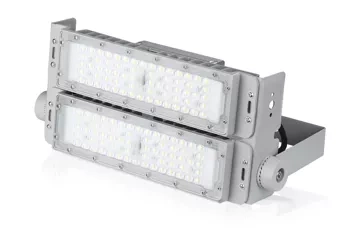 Profesjonalny halogen 100W LED | Mocne oświetlenie do hal sportowych, fabryk, domu | Aluminiowa lampa | Naświetlacz z regulowanym uchwytem | TMN-100W-SILVER