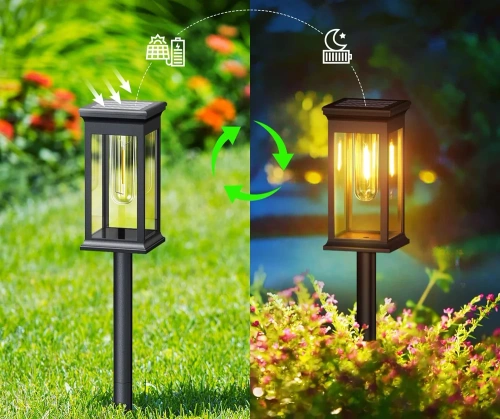 2x Ogrodowa lampka solarna LED | Wbiajny słupek 60 cm | HK-115A