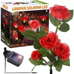 Kwiatek solarny | Ogrodowa lampa solarna LED Róże czerwone | 74 cm, 600 mAh | FLD-35-RED