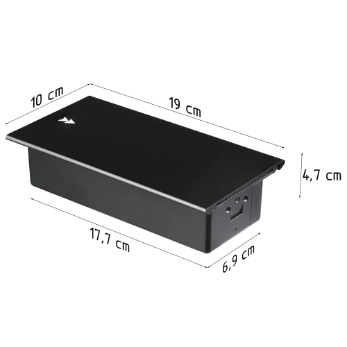 Gniazdo blatowe wpuszczane z przesuwną pokrywą | podwójne gniazdo zasilające z ładowarką USB PD | czarny | JX-S328-BLACK