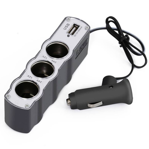 Rozdzielacz gniazda zapalniczki | Port USB | 12V i 24V | C07-Black