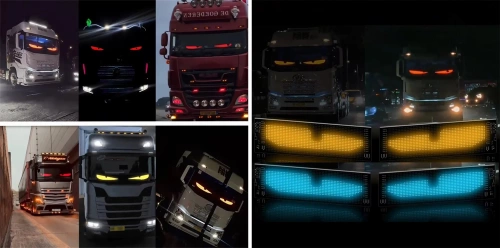 Programowalna tablica LED „Devil Eyes” 92 x 374 mm| Panel LED RGB do auta i ciężarówki | Personalizowane napisy i animacje | HRP-1664