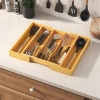 Organizer na sztućce | Bambusowy, regulowany wkład XL do szuflady z 5 przegródkami | KBT-G513