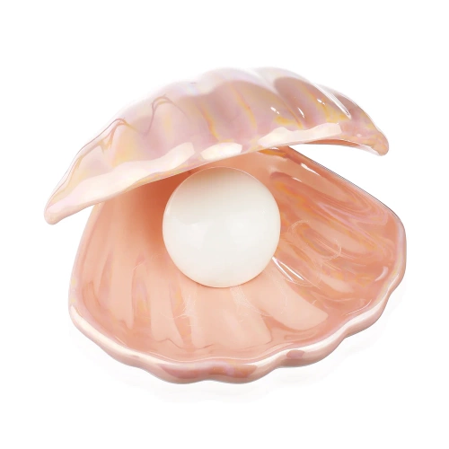 Ceramiczna lampka LED | Lampka nocna w kształcie muszli | Bezprzewodowa lampka stołowa | BKD-140-PINK