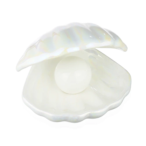 Ceramiczna lampka LED | Lampka nocna w kształcie muszli | Bezprzewodowa lampka stołowa | BKD-140-WHITE