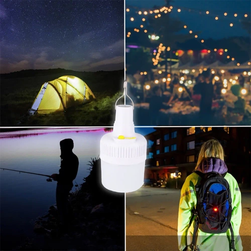 Lampka kempingowa LED, żarówka z haczykiem i akumulatorem | HWL-007