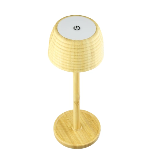 Bambusowa lampka stołowa LED  z dotykową regulacją barwy | Bezprzewodowa lampka nocna w wbudowanym akumulatorem 1500 mAh, USB-C | YG-VM41B