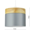 Lampa wisząca szara z drewnianym elementem | Minimalistyczna lampa w stylu skandynawskim z oprawą sufitowa E27 do salonu, sypialni | YG-XD003-GY