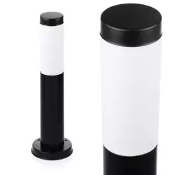 Lampa ogrodowa stojąca, słupek okrągły na żarówkę E27 | Zasilanie 230V, stal nierdzewna | Czarny mat, 45cm | LLR-45CM