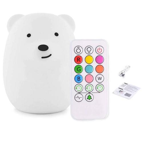 Silikonowa lampka LED RGB dla dzieci | Miś misiek Bear LED | Pilot IR | NL-04