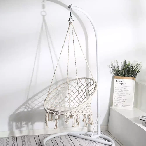 Fotel wiszący, krzesło brazylijskie, kosz, huśtawka, hamak | do 120 kg | DY-A003-WHITE