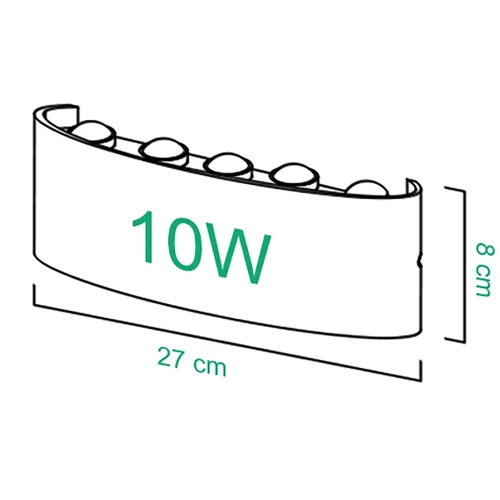 Lampa ogrodowa, kinkiet elewacyjny zewnętrzny LED | góra - dół | 10W, IP65 | BD-C041-10W