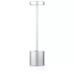 34 cm Lampa stołowa z wbudowanym akumulatorem | Lampa nocna z trzema barwami świecenia | Nastrojowa lampka do hotelu, restauracji | HJA28-SILVER-2