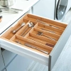 Organizer na sztućce | Bambusowy, regulowany wkład XL do szuflady z 8 przegródkami | KBT-G844