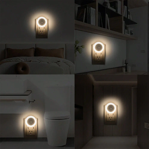 Inteligentna lampka nocna LED z czujnikiem zmierzchu | Lampka nocna do kontaktu  z ciepłym światłem | JL-510