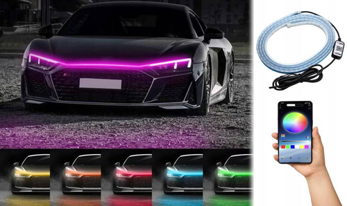 Oświetlenie LED do samochodu | łączność Bluetooth z aplikacją na telefon | pływające podświetlenie maski, drzwi, progów | długość 180 cm | tuning optyczny LED