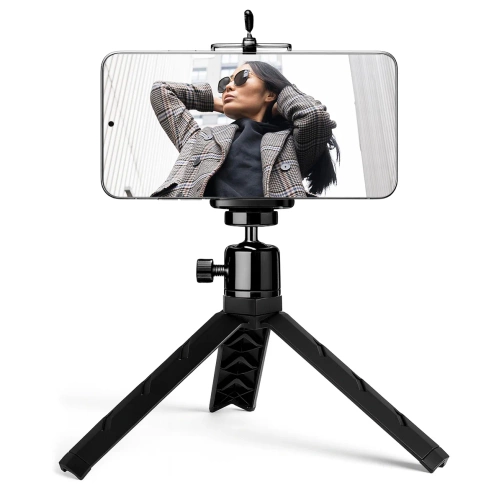 Mobilny zestaw fotograficzny ze statywem 25 cm i pilotem Bluetooth | Uchwyt na telefon, głowica 360° do zdjęć i nagrań |