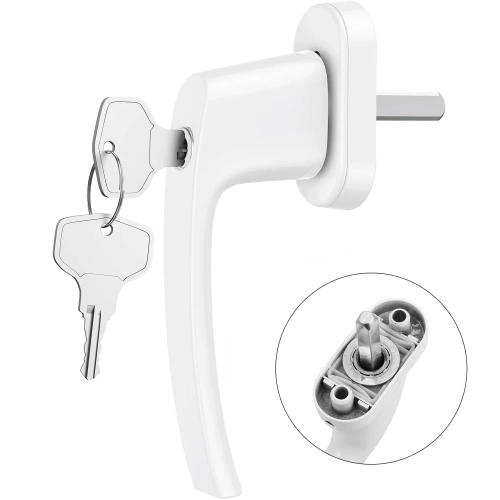 Klamka z zamkiem na klucz | Biała | FH-D12-WHITE