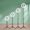 Lampa pierścieniowa LED 26 cm ze statywem 210 cm | zestaw do makijażu, streamingu i nagrań z uchwytem na telefon |