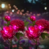 Kwiatek solarny | Ogrodowa lampa solarna LED Peonia fioletowa | 80 cm, 600 mAh | FLD-10-PURPLE