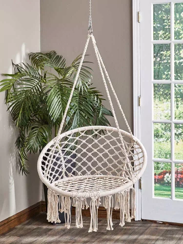 Fotel wiszący, krzesło brazylijskie, kosz, huśtawka, hamak | do 120 kg | DY-A003-WHITE