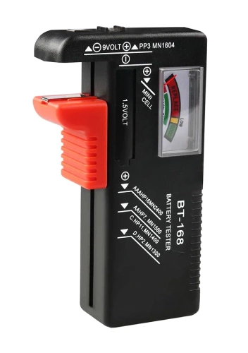 Tester baterii | Analogowy woltomierz | Uniwersalny tester baterii i akumulatorków | | BT-168-BLACK
