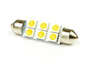 WW Żarówka samochodowa LED C5W 6 SMD 5050 Biała ciepła