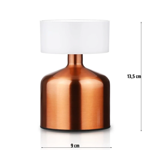Lampa stołowa z wbudowanym akumulatorem | Lampa nocna z trzema barwami świecenia | Nastrojowa lampka do hotelu, restauracji | HJA44-COPPER