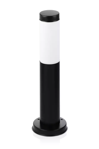 Lampa ogrodowa stojąca, słupek okrągły na żarówkę E27 | Zasilanie 230V, stal nierdzewna | Czarny mat, 45cm | LLR-45CM