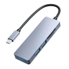 Rozdzielacz USB-C na 3x USB + kart SD + TF | adapter, rozgałęźnik typ C 5w1 | HUB