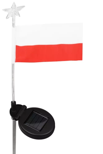 Ogrodowa lampka solarna LED wbijana flaga Polski | 73cm 600mAh | FLD-12-PO