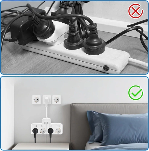 Listwa zasilająca z 4 gniazdami Schuko 45° z USB-A, USB-C PD 20 W i Lightning |  BGS-A+C+L-W