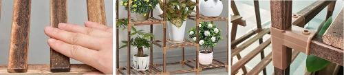 Drewniany kwietnik na doniczki | Stojak na rośliny | Regał na kwiaty | NZ237-BAMBOO