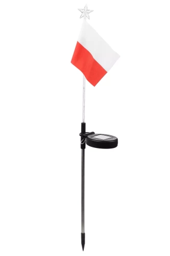 Ogrodowa lampka solarna LED wbijana flaga Polski | 73cm 600mAh | FLD-12-PO
