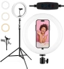 Lampa pierścieniowa LED 26 cm ze statywem 210 cm | zestaw do makijażu, streamingu i nagrań z uchwytem na telefon |