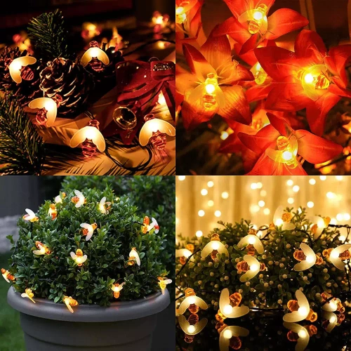 Girlanda solarna LED Pszczoły 20 LED lampa ogrodowa wbijana 5m | BEE-20LED-5M