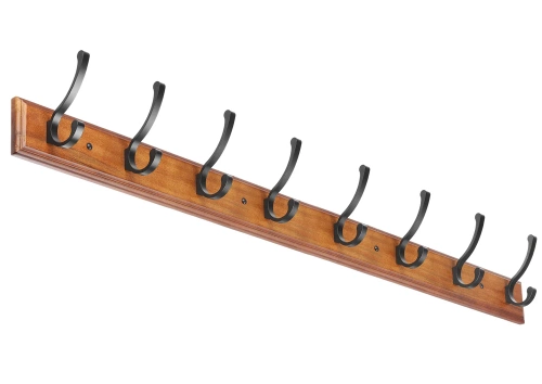 Drewniany wieszak na kurtki, ubrania | Wieszak ścienny do przedpokoju | Wieszak z 16 haczykami | HG-80CM-WOOD