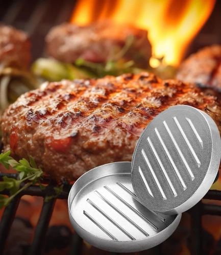 Forma do burgera | Praska do mięsa | Forma do przyrządzenia mięsa na grilla | HM-S117-SILVER